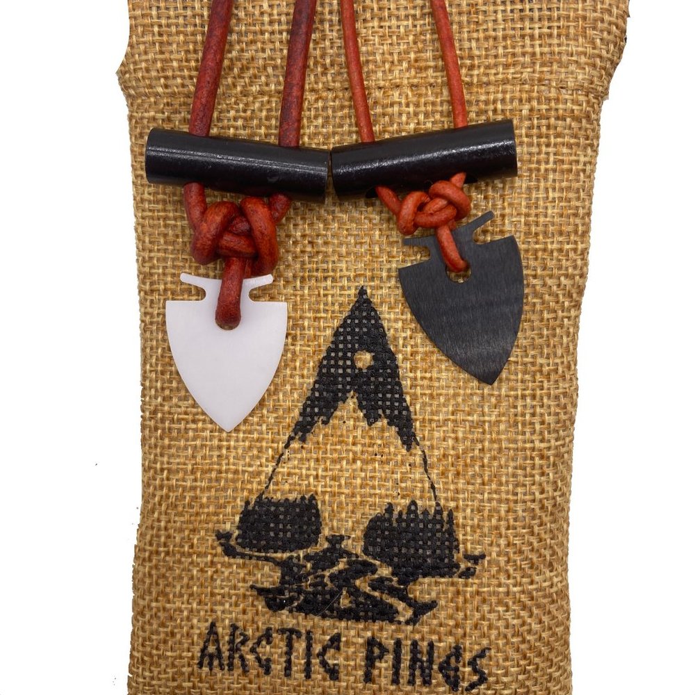 Arrowhead Fire Starter Necklace with RED Cord, Bushcraft Survival Necklace
